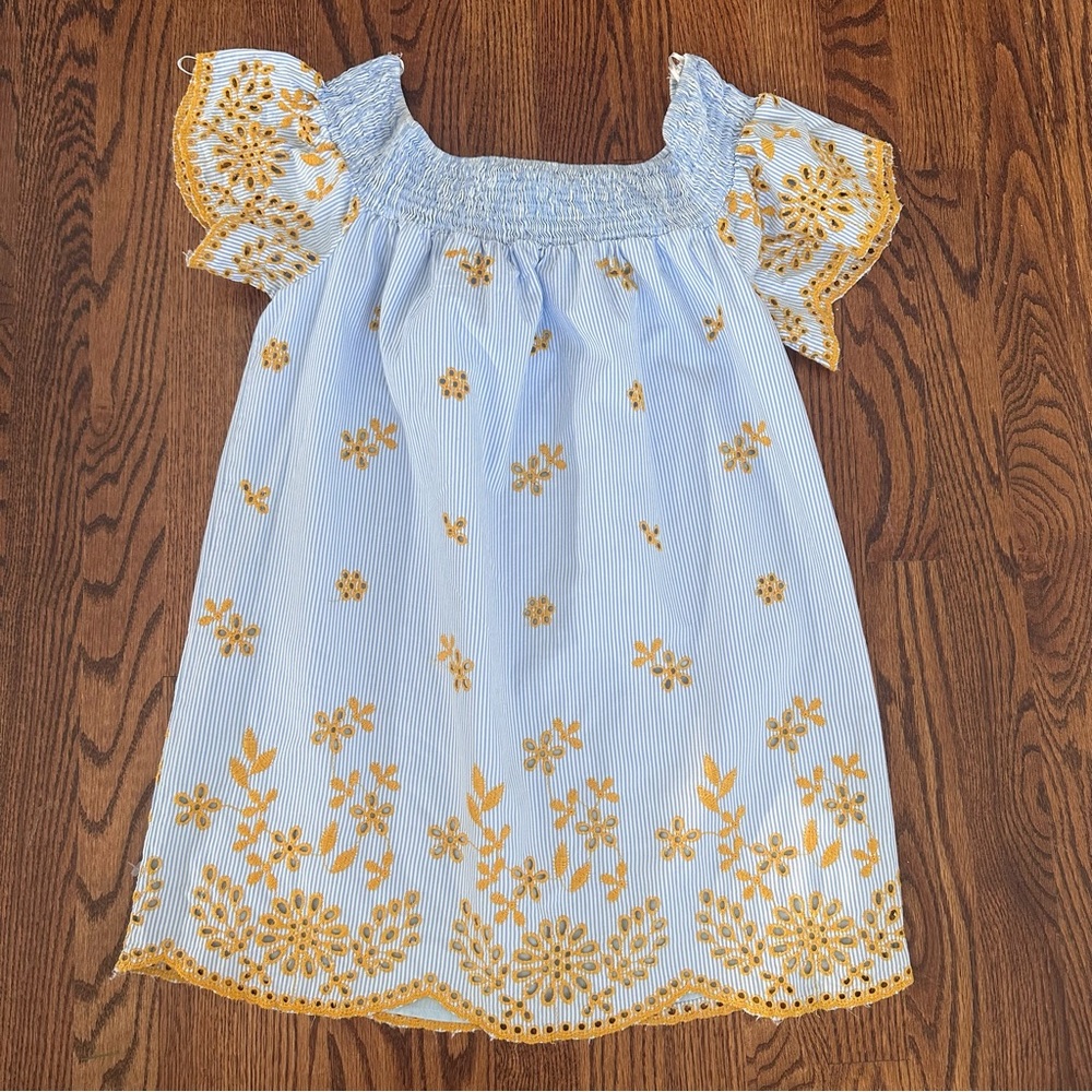 Zara Blue Yellow Bohemian Eyelet Off-Shoulder Embroidered Mini Sundress Size S - Picture 7 of 10